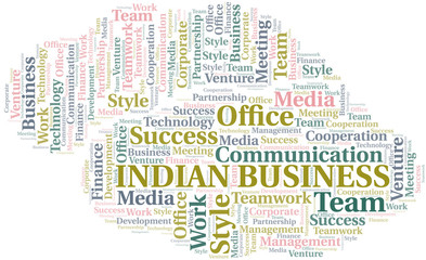 Obraz premium Indian Business word cloud. Collage made with text only.