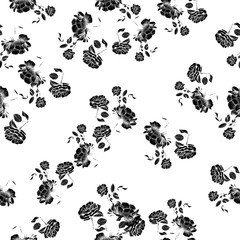 black roses seamless pattern. Hand drawn vector illustration surface design