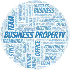 Obraz premium Business Property word cloud. Collage made with text only.