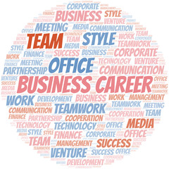 Business Career word cloud. Collage made with text only.