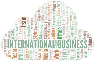 Obraz premium International Business word cloud. Collage made with text only.