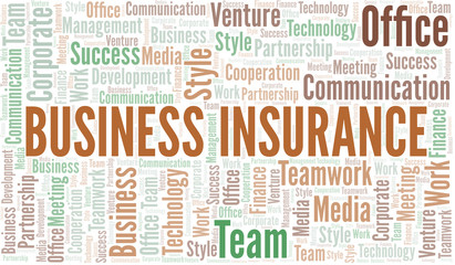 Business Insurance word cloud. Collage made with text only.