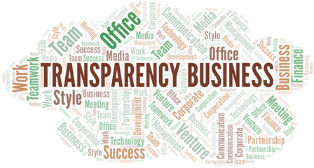 Transparency Business word cloud. Collage made with text only.