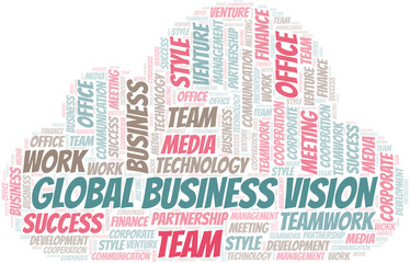 Global Business Vision word cloud. Collage made with text only.