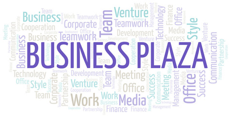 Fototapeta premium Business Plaza word cloud. Collage made with text only.