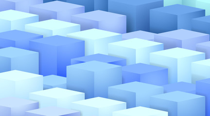 Obraz premium Abstract geometric shape from white cubes, blue squares