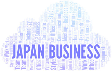 Obraz premium Japan Business word cloud. Collage made with text only.