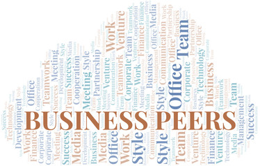 Fototapeta premium Business Peers word cloud. Collage made with text only.