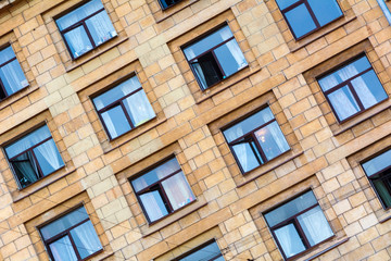 windows in very old building photo. Saint Petersburg