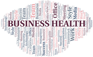 Business Health word cloud. Collage made with text only.