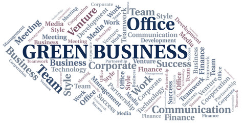 Green Business word cloud. Collage made with text only.