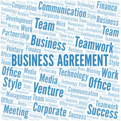 Business Agreement word cloud. Collage made with text only.