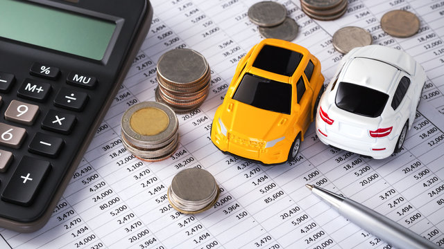 Cars With Coins And Calculator, Buying, Leasing, Car Loan, Car Finance