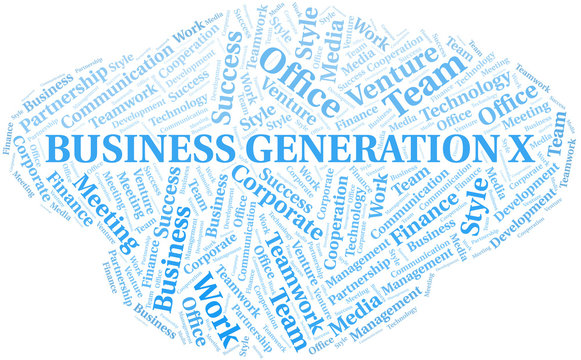 Business Generation X Word Cloud. Collage Made With Text Only.