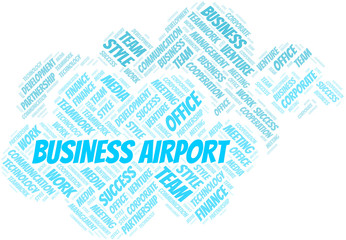 Obraz premium Business Airport word cloud. Collage made with text only.