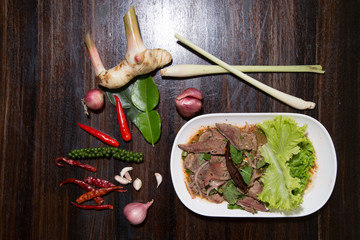 Cooked Liver in Spicy Condiment - Thai food