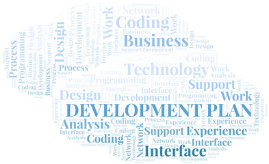 Development Plan word cloud. Wordcloud made with text only.