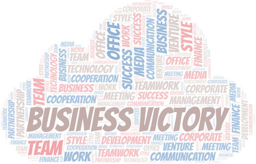 Obraz premium Business Victory word cloud. Collage made with text only.