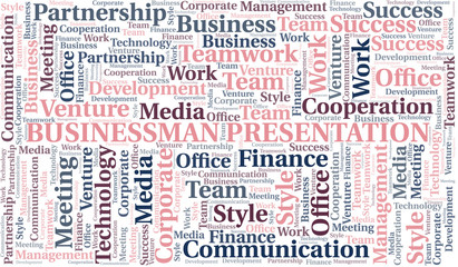 Businessman Presentation word cloud. Collage made with text only.