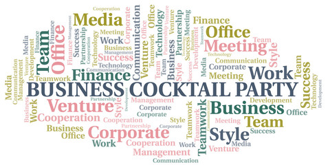 Fototapeta premium Business Cocktail Party word cloud. Collage made with text only.