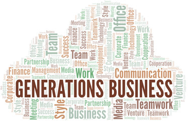 Obraz premium Generations Business word cloud. Collage made with text only.