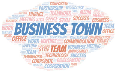 Fototapeta premium Business Town word cloud. Collage made with text only.