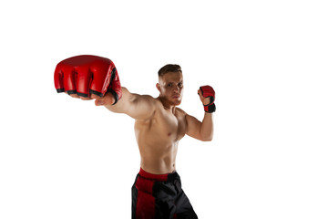MMA fighters isolated on white
