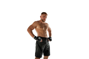 MMA fighters isolated on white