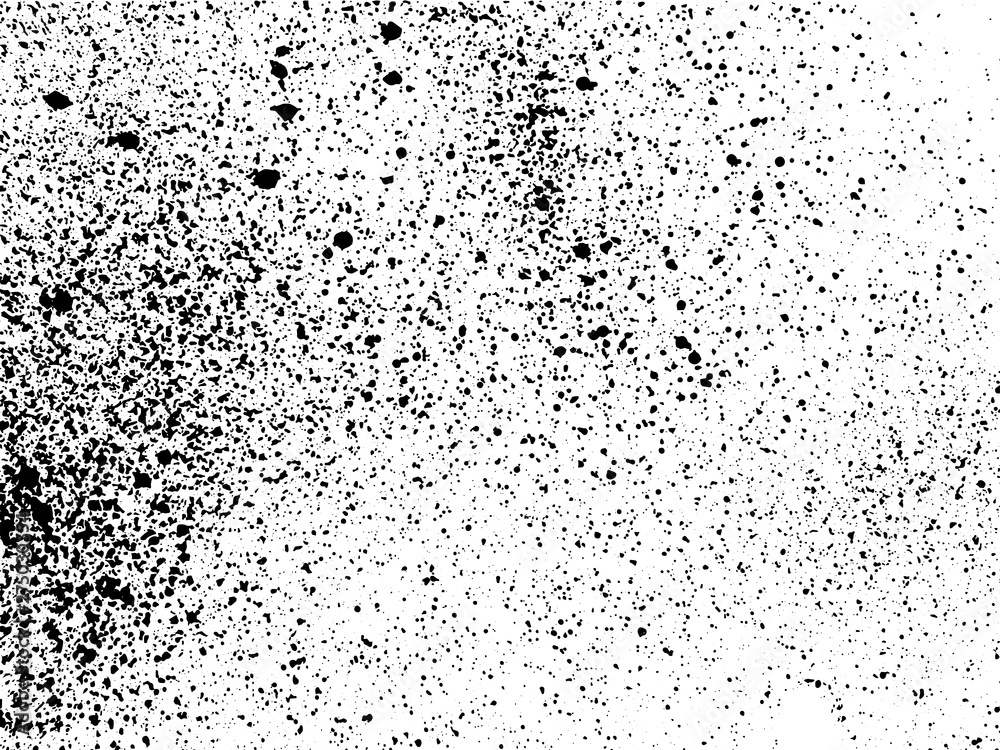 Poster ink splashes grunge texture. black and white spray texture. dirty grainy stamp. overlay illustration