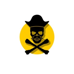 Skull and Crossbones Pirate logo icon sign