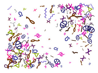 Egypt signs, hand drawn confetti futuristic. 