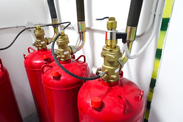 Fire extinguishing cylinders.  Automatic warning system in induystry.