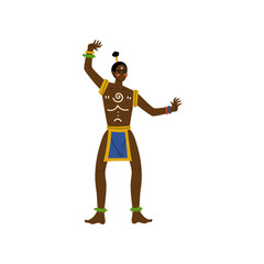 Dancing African Man, Male Aboriginal in Bright Traditional Tribal Clothing Vector Illustration
