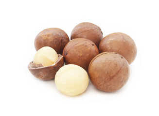 Macadamia nuts isolated on white