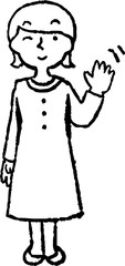 Monochrome Illustration of a Woman wearing a dress face and pose