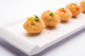 Sev puri - Indian snack and a type of chaat. Popular in Mumbai/pune from Maharashtra. it's a roadside food also served as a starter in restaurants