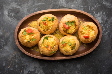 Sev puri - Indian snack and a type of chaat. Popular in Mumbai/pune from Maharashtra. it's a roadside food also served as a starter in restaurants