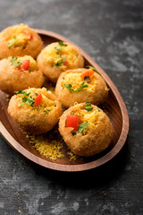 Sev puri - Indian snack and a type of chaat. Popular in Mumbai/pune from Maharashtra. it's a roadside food also served as a starter in restaurants