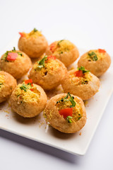 Sev puri - Indian snack and a type of chaat. Popular in Mumbai/pune from Maharashtra. it's a roadside food also served as a starter in restaurants