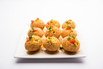 Sev puri - Indian snack and a type of chaat. Popular in Mumbai/pune from Maharashtra. it's a roadside food also served as a starter in restaurants
