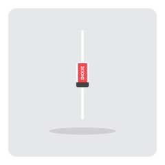 Vector design of flat icon, Diode for semiconductor electronic circuits board on isolated background.