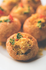 Sev puri - Indian snack and a type of chaat. Popular in Mumbai/pune from Maharashtra. it's a roadside food also served as a starter in restaurants