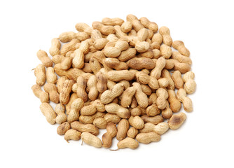 Peanuts on a white background