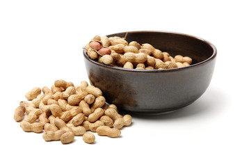 Peanuts on a white background