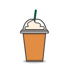 Thai iced Tea with Whipped Cream Vector
