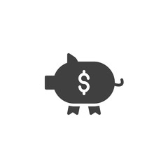 Piggy Bank vector icon. filled flat sign for mobile concept and web design. Piggy money box glyph icon. Money savings symbol, logo illustration. Vector graphics