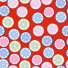 Multicolor lemon seamless red background