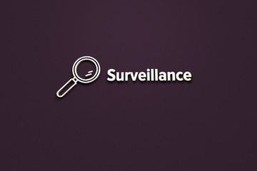 Illustration of Surveillance with light text on violet background