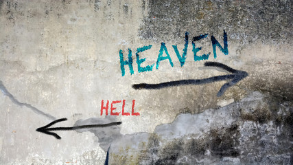 Wall Graffiti Heaven versus Hell