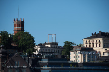 Fototapeta premium New and old buildings at the Södermalm district of Stockholm a summer day